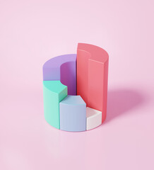 Poster - Chart stats percentage proportion icon on pink background. Data analytics Optimization growth statistics business finance graph grow development concept. infographic. 3d render illustration