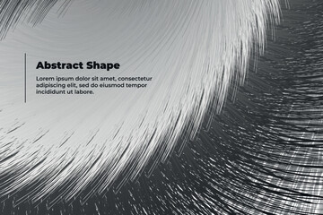 Poster - beautiful abstract illustration in the form of light gray and dark gray sharp lines in the form of feathers. There is space for your text on the left center. Template for cover, flyer or banner. High