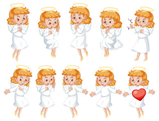 Canvas Print - Set of angel cartoon character