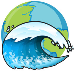 Sticker - Ocean wave on earth planet