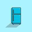 Cartoon refrigerator illustration isolated on blue background