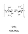 Chitin, chemical formula and structure. Long chain polymer of N-acetylglucosamine, 2nd most abundant polysaccharide in nature after cellulose. Primary component of cell walls in insect exoskeletons.