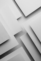 Poster - white abstract geometric background in simple minimalist style with flying white surfaces as relievo