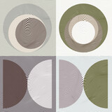Fototapeta Boho - Art composition with wavy lines .Modern art design .Neutral color stripes .Transition circle lines .Bauhaus art style .Geometric shape. Wall art .