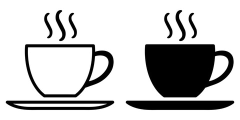 Fototapete - ofvs48 OutlineFilledVectorSign ofvs - coffee cup vector icon . isolated transparent . black outline and filled version . AI 10 / EPS 10 . g11357