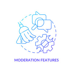 Fototapete - Moderation features blue gradient concept icon. Commenting system attribute abstract idea thin line illustration. Assessment and control. Isolated outline drawing. Myriad Pro-Bold font used