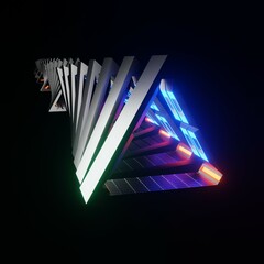 Wall Mural - 3d render of a triangular shaped tunnel. futuristic background.