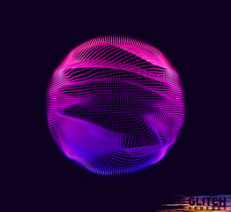 Aufkleber - Corrupted violet point sphere. Abstract vector colorful mesh on dark background. Futuristic style card.