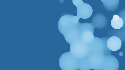Aufkleber - Abstract 3d fluid metaball shape with bluish balls. Synthwave liquid organic droplets with gradient color.