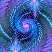 Abstract Geometric Fractal Art Of A Spiral Made From Repeating Overlapping Triangles.