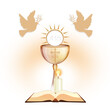 illustration of chalice and bible background Baptism and communion