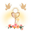 illustration of chalice and dove background Baptism and communion