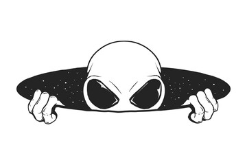 Wall Mural - alien climbs out of a space hole