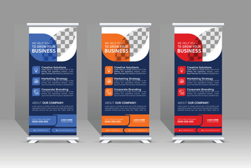 Wall Mural - Business roll up banner standee banner template for promotion