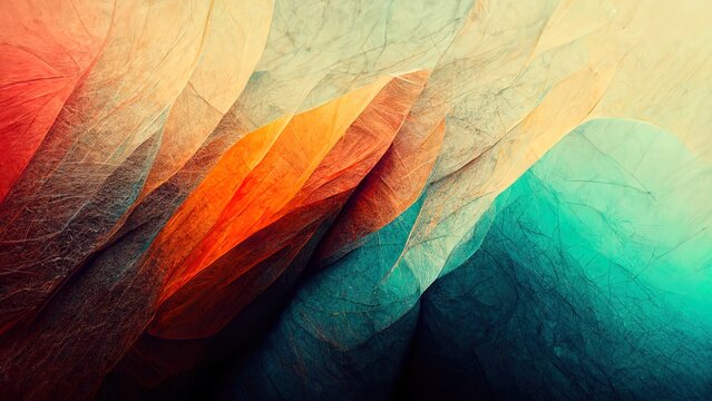 Wall Mural -  - 4K Abstract wallpaper colorful design, shapes and textures, colored background, teal and orange colores.