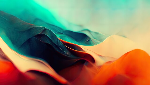 Wall Mural -  - 4K Abstract wallpaper colorful design, shapes and textures, colored background, teal and orange colores.