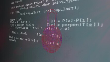 Poster - Animation of padlock with biometric fingerprint and data processing
