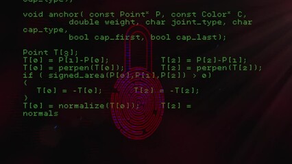 Poster - Animation of padlock with biometric fingerprint and data processing