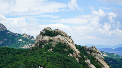 Sticker - A party of clouds in the rainy season and sky of Bukhansan Mountain