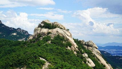 Sticker - A party of clouds in the rainy season and sky of Bukhansan Mountain