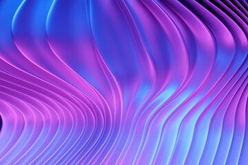 Poster - geometric stripes similar to waves. abstract blue and pink glowing crossing lines pattern. 3d illust