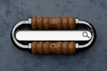 Fototapete - 3d illustration of an internet search page a metal chain link . Search bar  icons