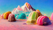 Leinwandbild Motiv Cute abstract candy land background illustration
