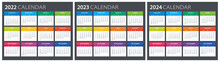 2022, 2023, 2024 Calendar - Illustration. Template. Mock Up Week Starts Sunday