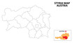 Styria Map. State and district map of Styria. Political map of Styria with outline and black and white design.