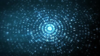 Poster - Big Data Circular Digital Business Hitech Background/ 4k animation of an abstract wallpaper big data business digital circular technology background including connected lines and numbers matrix styled
