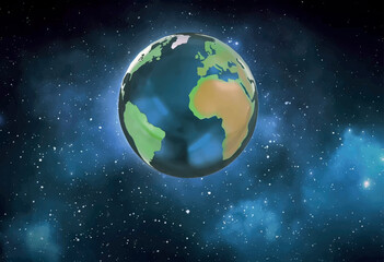 Wall Mural - Beautiful planet Earth in the space for backgrounds