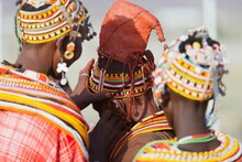 Turkana Women Wearing Handmade Bead Traditional Jewelry. Kenya.