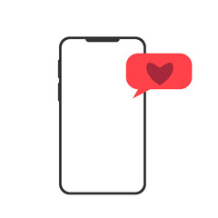 Poster - Phone on a white background with a message. Vector illustration