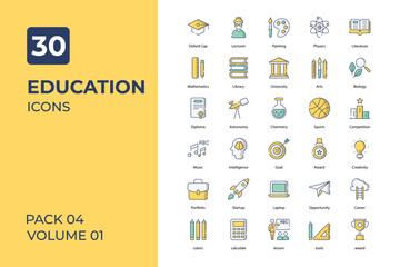  Education icons collection. Set contains such Icons as student, teacher, books, online education, and more