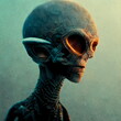 A stylized colored alien creature 3D illustration Portrait
