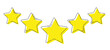Five yellow stars with intermittent black line. Product quality rating or customer review. Vector illustration. 