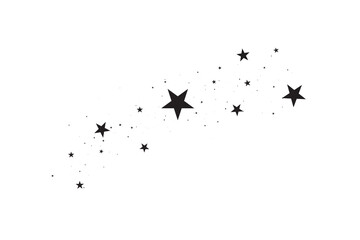 Wall Mural - stars on a white background. black star shooting with an elegant star.meteoroid, comet, asteroid, st