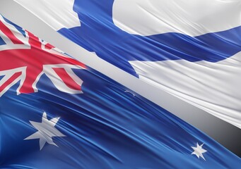 Abstract Australia with Finland Flag 3D Render (3D Artwork)
