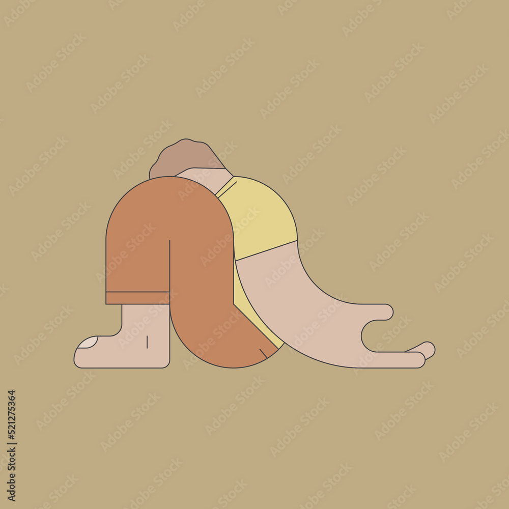Sad man sitting on the floor. Isolated vector illustration. Stock ...