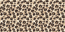 Seamless Watercolor Leopard Print Animal Skin Pattern. Tileable Artistic Hand-drawn Abstract Cheetah Fur Spots Background Texture. Stylish Safari Wildlife Design For Paper, Fabric And Textile..