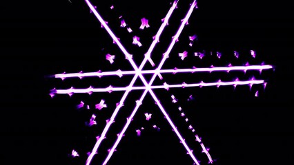 Poster - Pattern pulsates with 3d volume. Design. Lines in pattern move in pulsating waves. Pulsation and swelling of three-dimensional pattern on black background