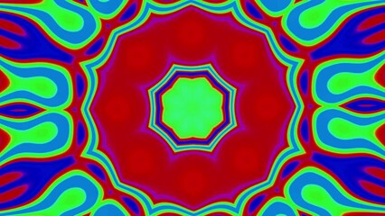 Poster - Bright psychedelic pattern in motion. Design. Colorful kaleidoscopic pattern with psychedelic effect. Acid flower pattern for trip