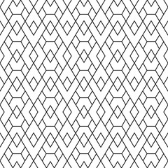 Poster - Geometric seamless pattern. Repeated abstract texture. Modern triangle geo patern. Repeating contemporary geometry design for prints. Repeat black line on white background. Vector illustration