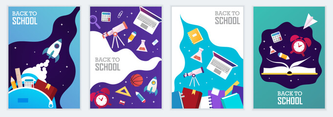 Wall Mural - Back to school banners. Set of colorful templates for banners, posters, flyers, covers, invitations, brochures. Vector cartoon illustration. Back to school design.	
Rocket in space. EPS 10.