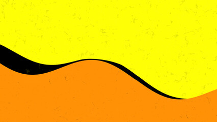 Poster - Black and orange waves on yellow background with dust particles, seamless loop. Motion. Geometric pattern with colorful abstract shapes.