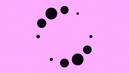 Aufkleber - Animation with black loading circles on colored background. Animation. Black dots pulsate in circular motion on colored background. Loading background with dots