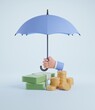 3D illustration concept for finance insurance, protection, safe investment or banking