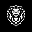 Angry lion head mascot logo design. Line art vector illustration