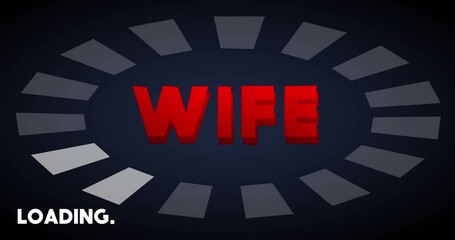 Poster - Wife text with Loading, Downloading, Uploading Bar Indicator. Download, Upload on computer screen.