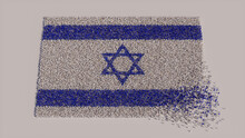 Israeli Flag Formed From A Crowd Of People. Banner Of Israel On White.